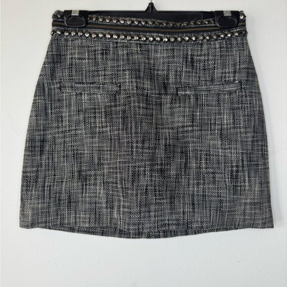 H&M Navy Tweed Mini Skirt with Embellished Waist  – Size 6 - Picture 10 of 15